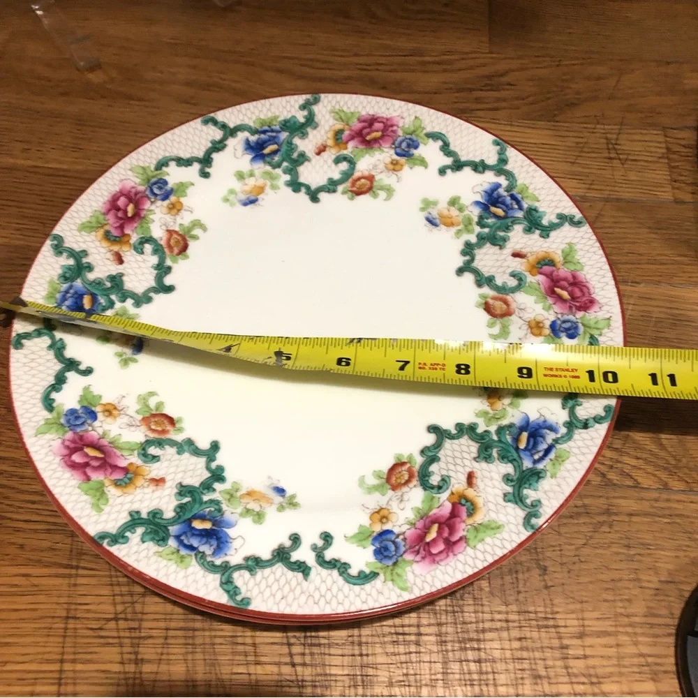 Cauldon England Victoria Floral Pattern China Set of 4 Dinner Plates‎ 10 In.